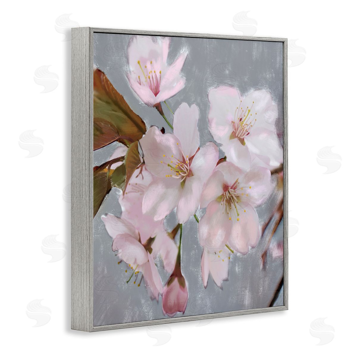 Cherry Blossoms over Gray Grey Frame Print Wall Art, Home Decor by Stupell Studio
