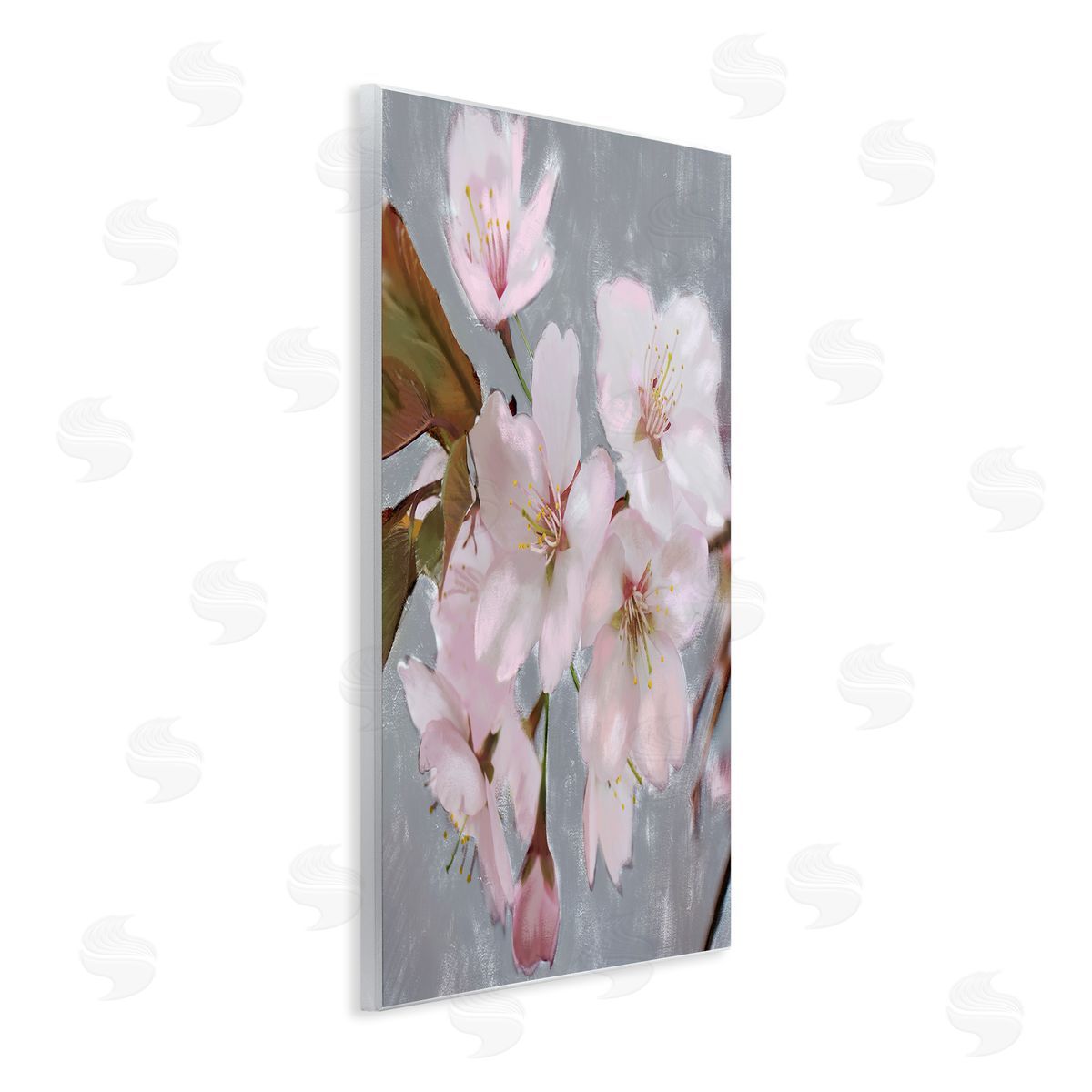 Cherry Blossoms over Gray Wood Plaque Wall Art, Home Decor by Stupell Studio
