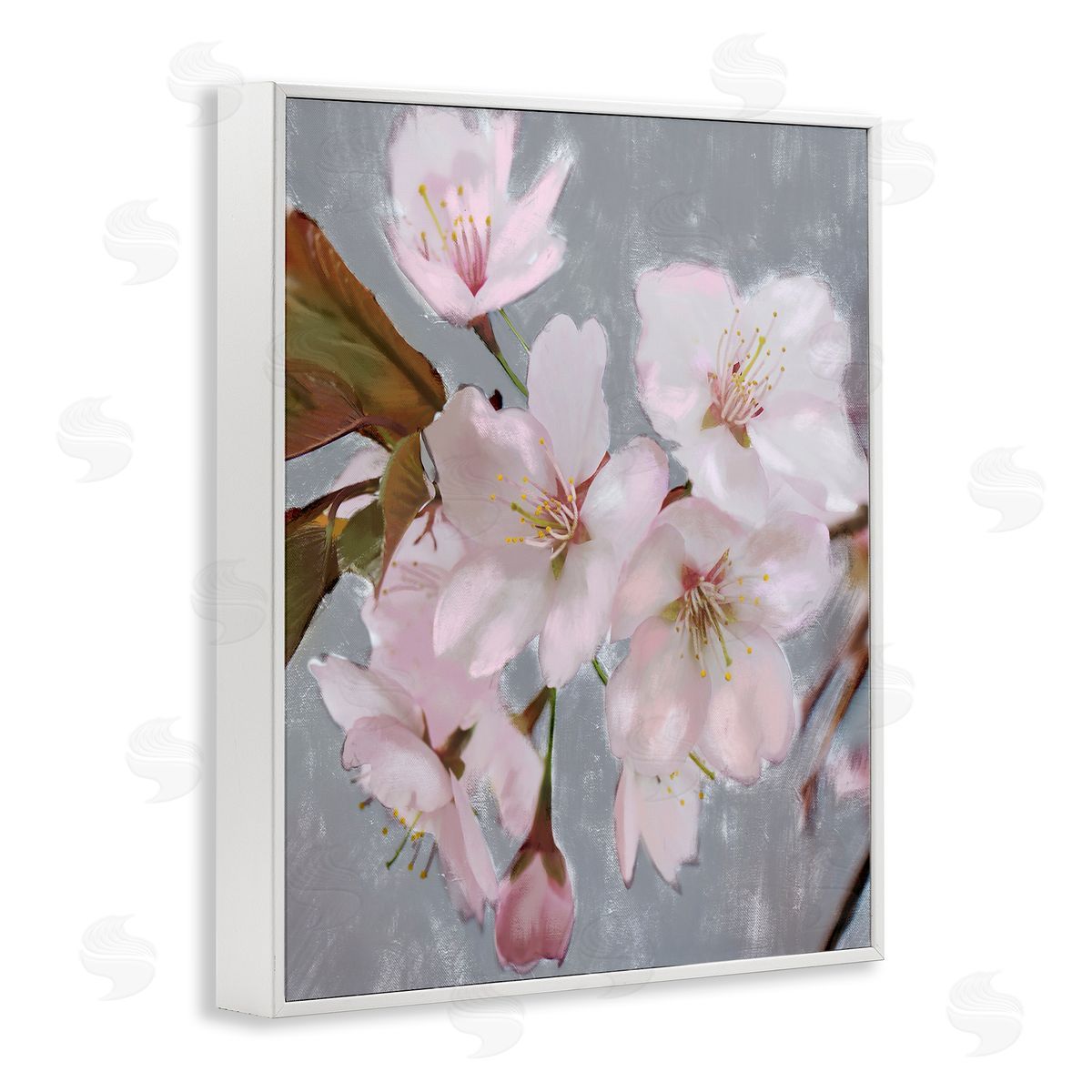 Cherry Blossoms over Gray White Frame Print Wall Art, Home Decor by Stupell Studio