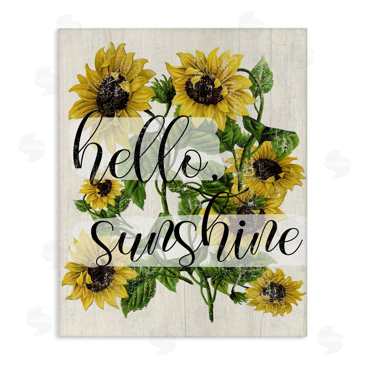 Hello Sunshine Vintage Sunflowers Canvas Wall Art, Home Decor by Stupell Studio