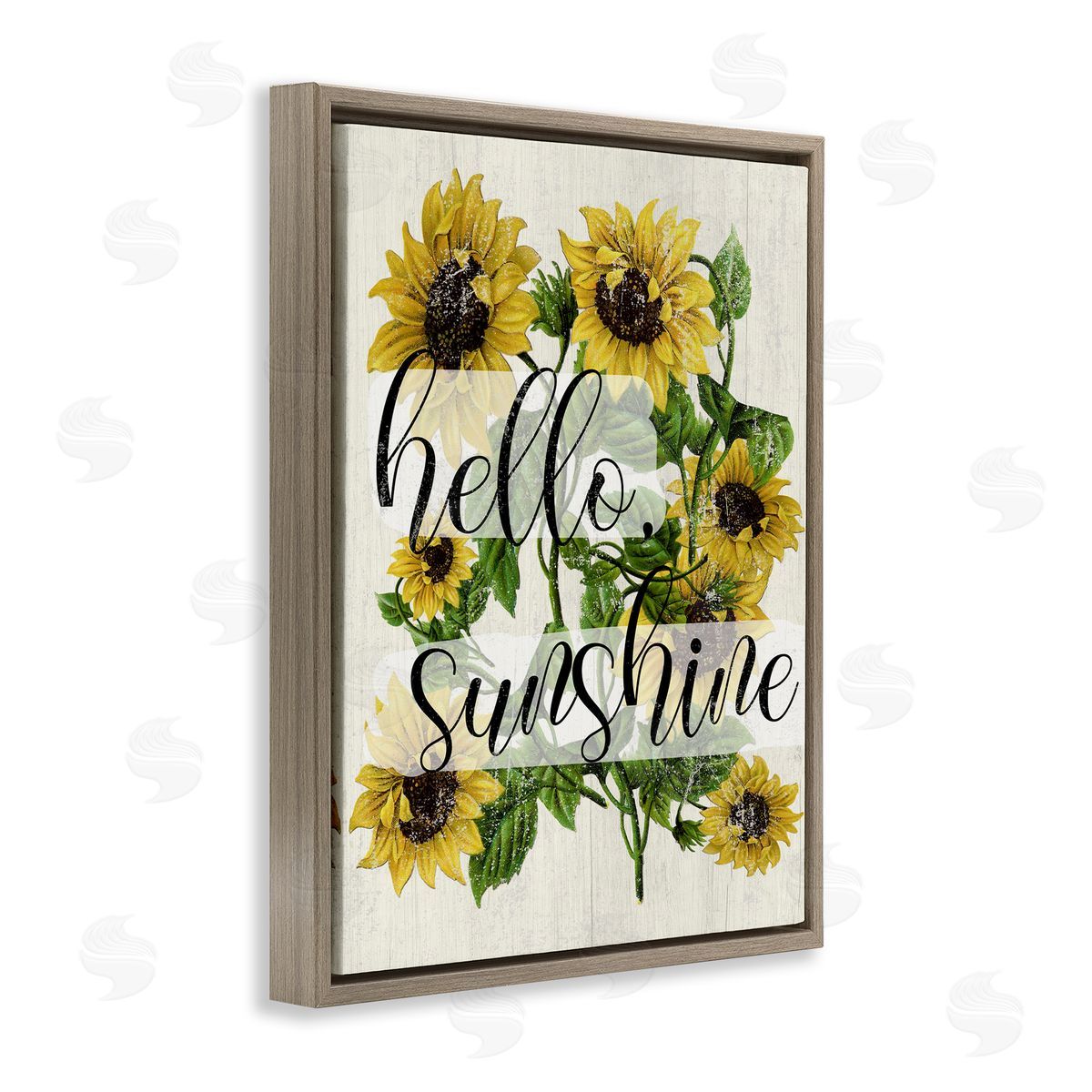 Hello Sunshine Vintage Sunflowers Brown Floating Frame Canvas Wall Art, Home Decor by Stupell Studio