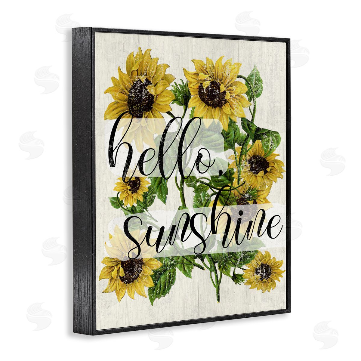 Hello Sunshine Vintage Sunflowers Black Frame Print Wall Art, Home Decor by Stupell Studio