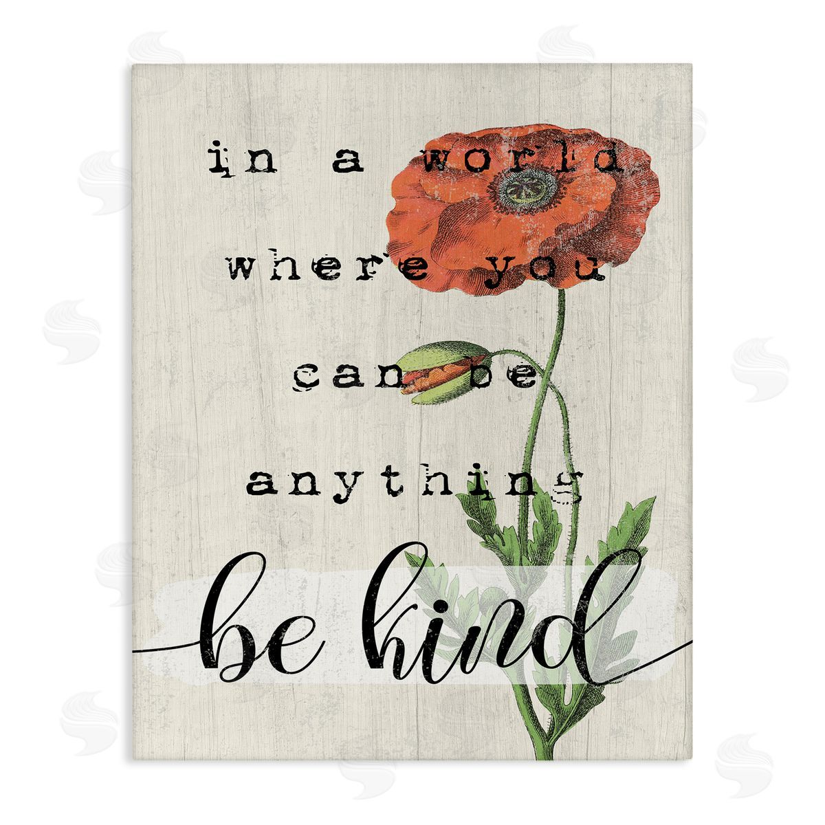 Be Kind Red Poppy Canvas Wall Art, Home Decor by Stupell Studio