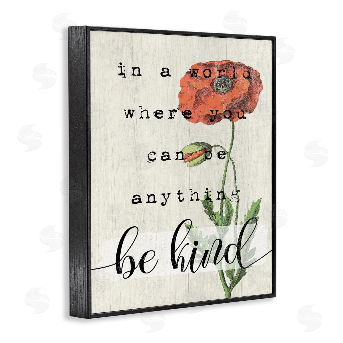 Be Kind Red Poppy Black Frame Print Wall Art, Home Decor by Stupell Studio