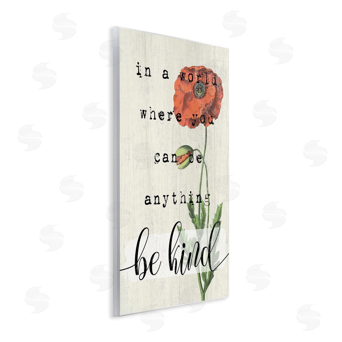 Be Kind Red Poppy Wood Plaque Wall Art, Home Decor by Stupell Studio