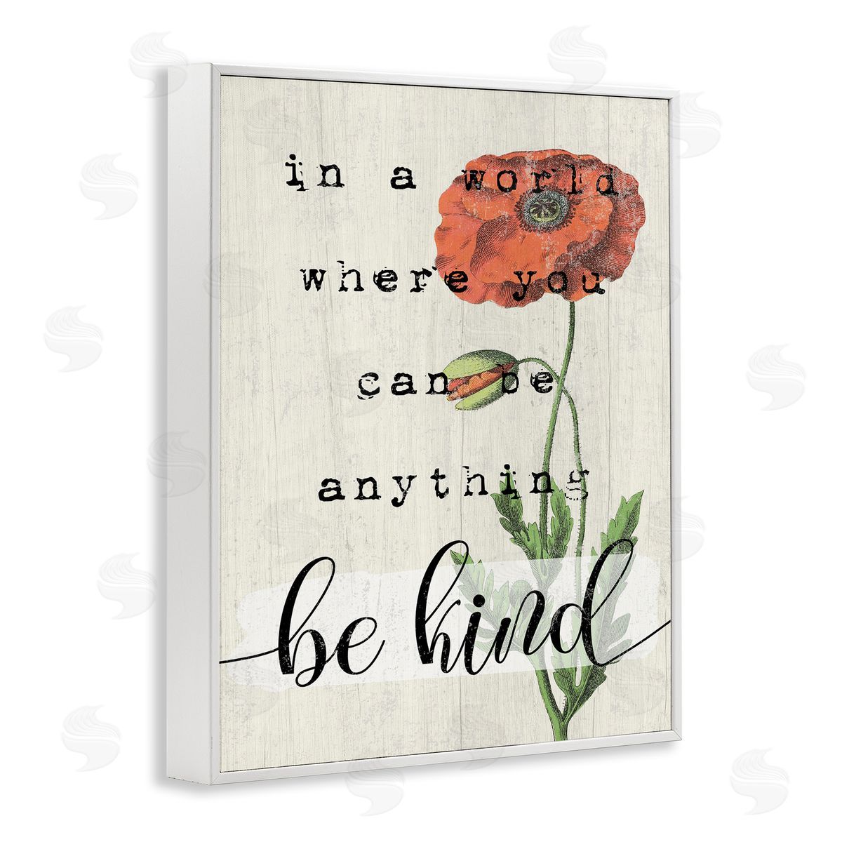 Be Kind Red Poppy White Frame Print Wall Art, Home Decor by Stupell Studio