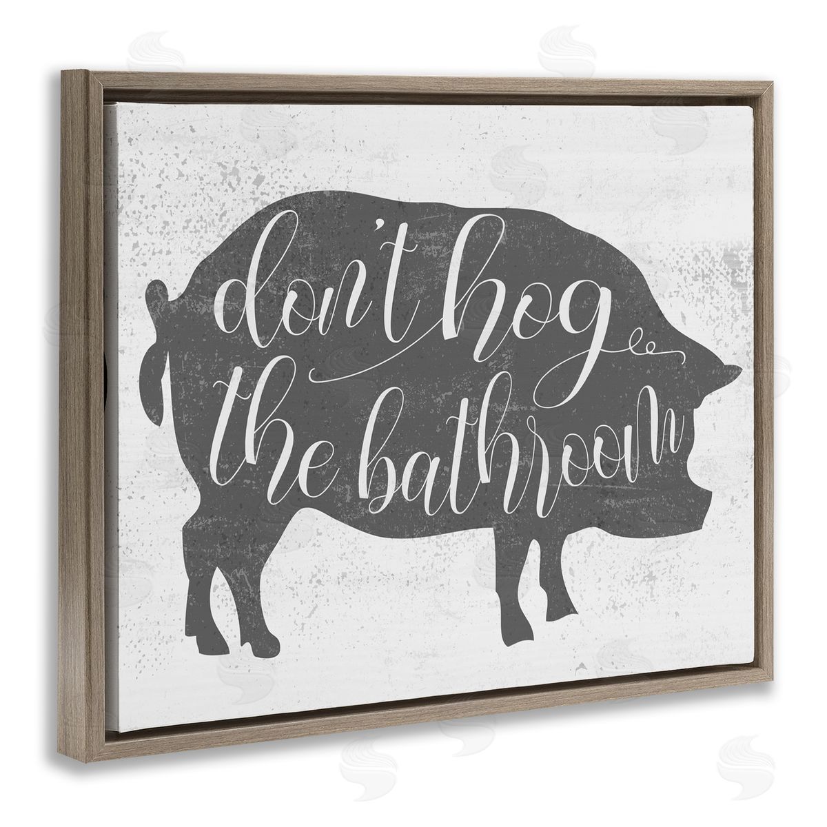 Don't Hog the Bathroom Farmhouse Brown Floating Frame Canvas Wall Art, Home Decor by Stupell Studio