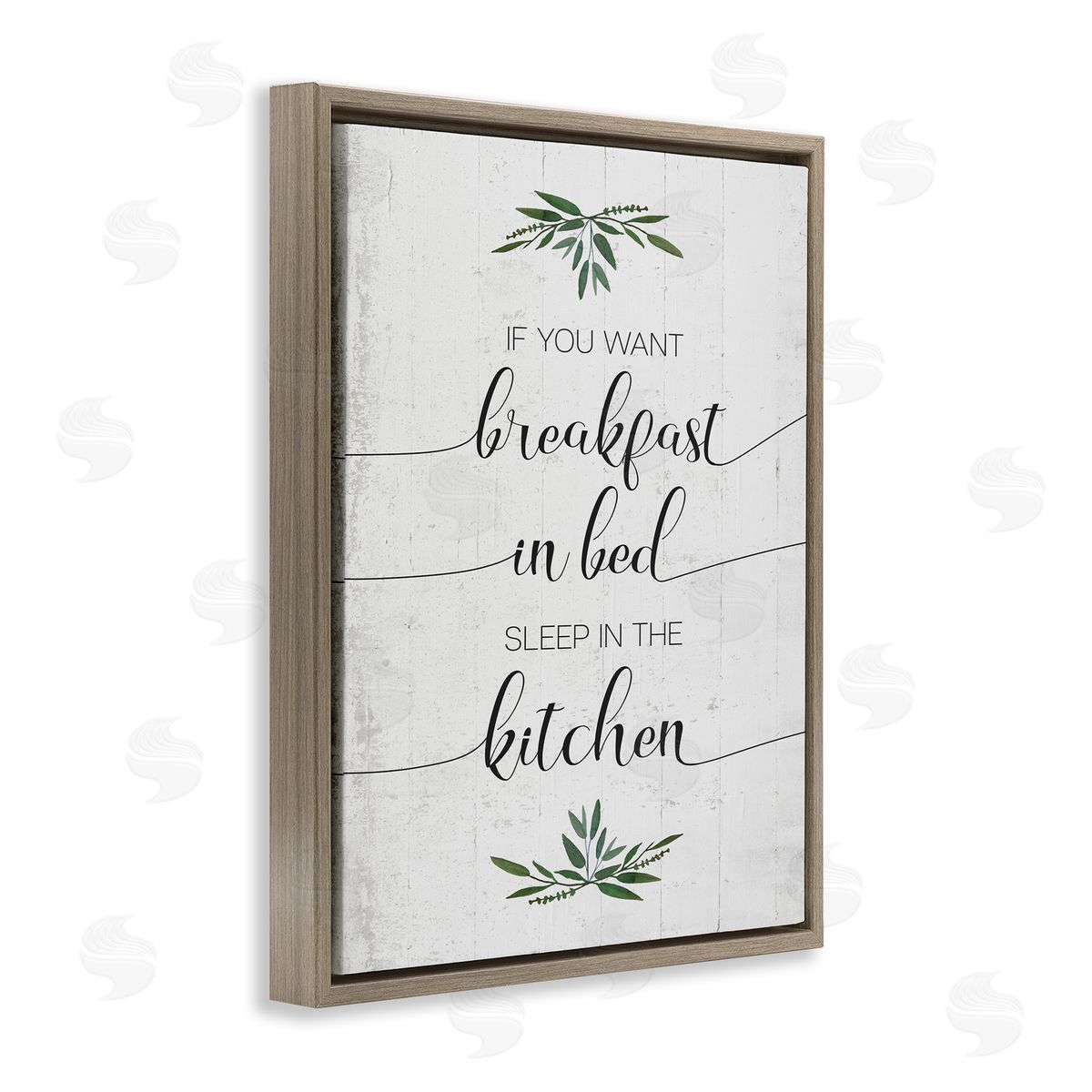Breakfast in Bed Sleep In Kitchen Brown Floating Frame Canvas Wall Art, Home Decor by Stupell Studio