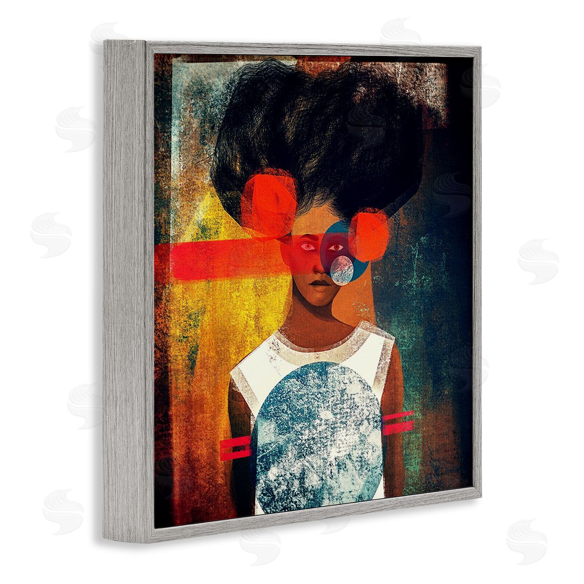 Direct Gaze Female Figure Grey Frame Print Wall Art, Home Decor by Erin K. Robinson