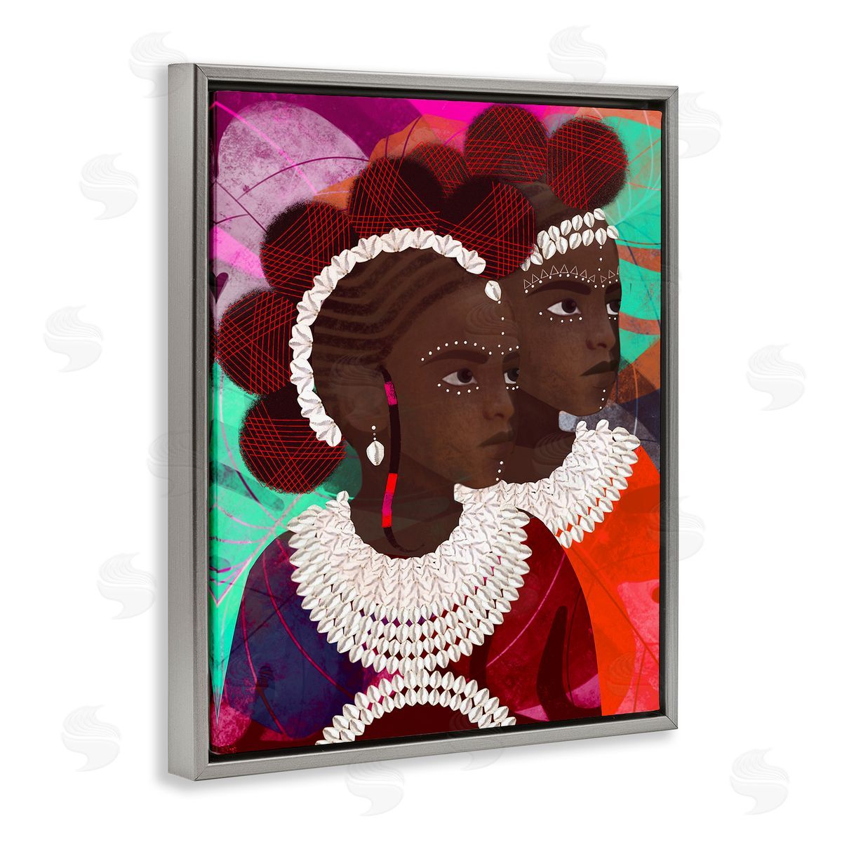 Young Girls of Power Grey Floating Frame Canvas Wall Art, Home Decor by Erin K. Robinson