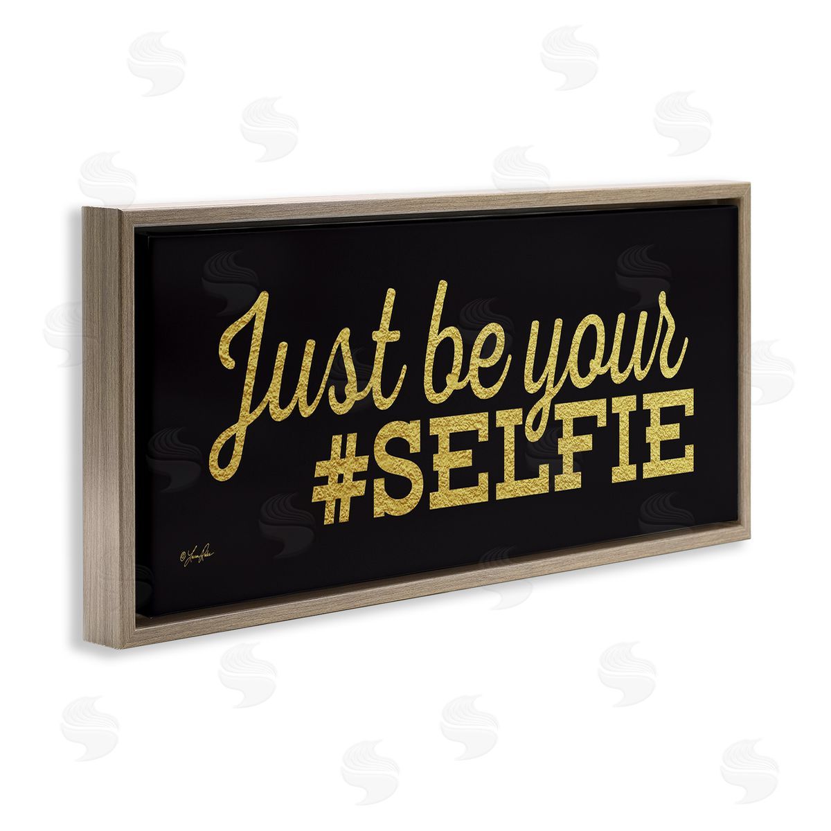 Just Be Your Selfie Brown Floating Frame Canvas Wall Art, Home Decor by Lauren Rader