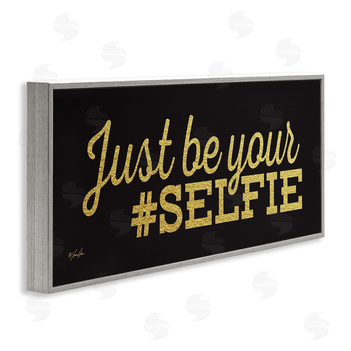 Just Be Your Selfie Grey Frame Print Wall Art, Home Decor by Lauren Rader