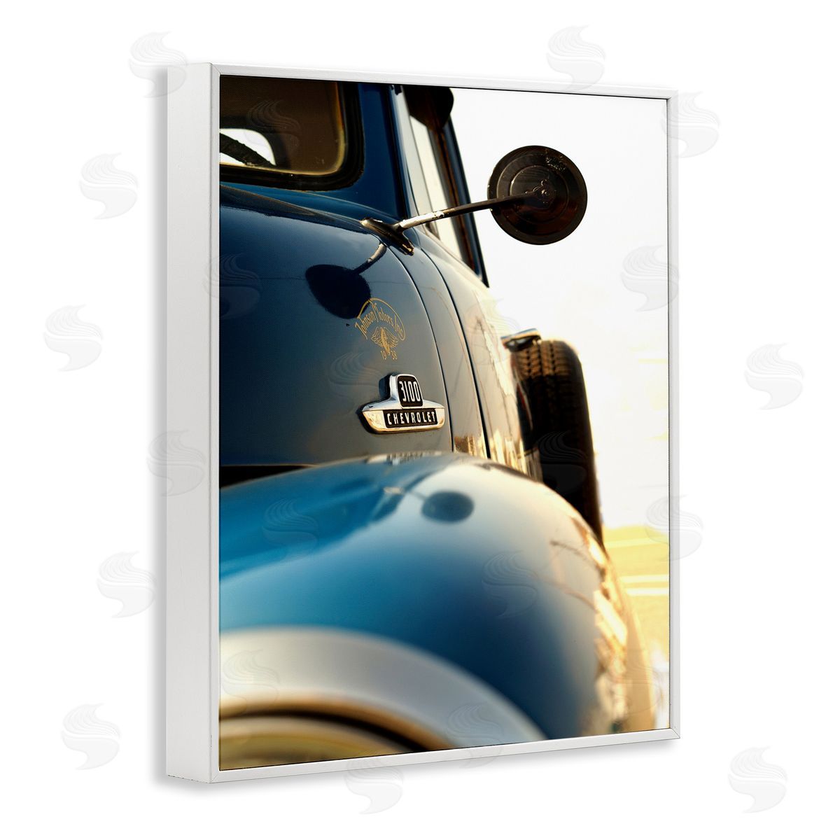 Vintage Blue Truck Photograph White Frame Print Wall Art, Home Decor by Mark Rogan