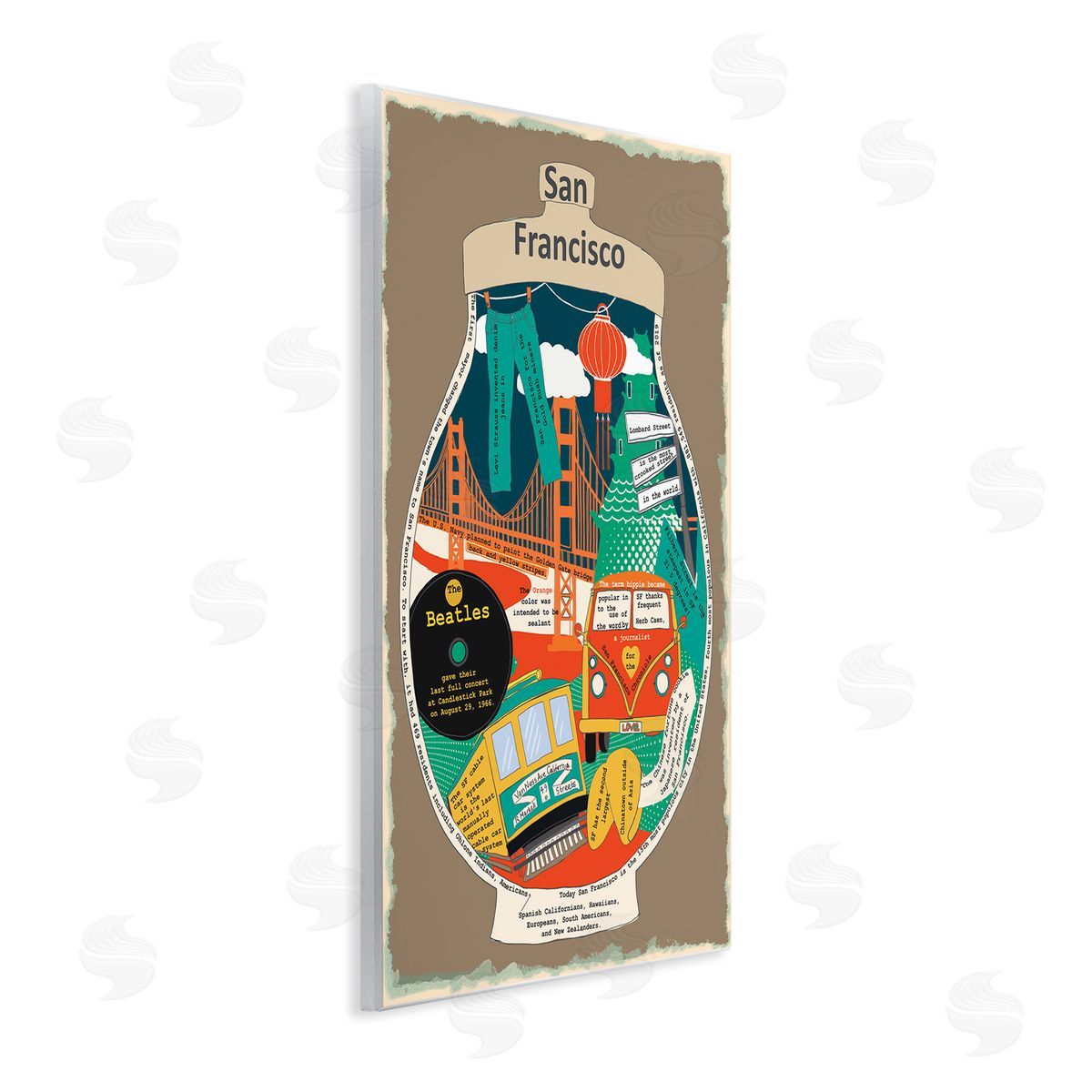 San Francisco CA in Vintage Jar Wood Plaque Wall Art, Home Decor by Sangita Bachelet