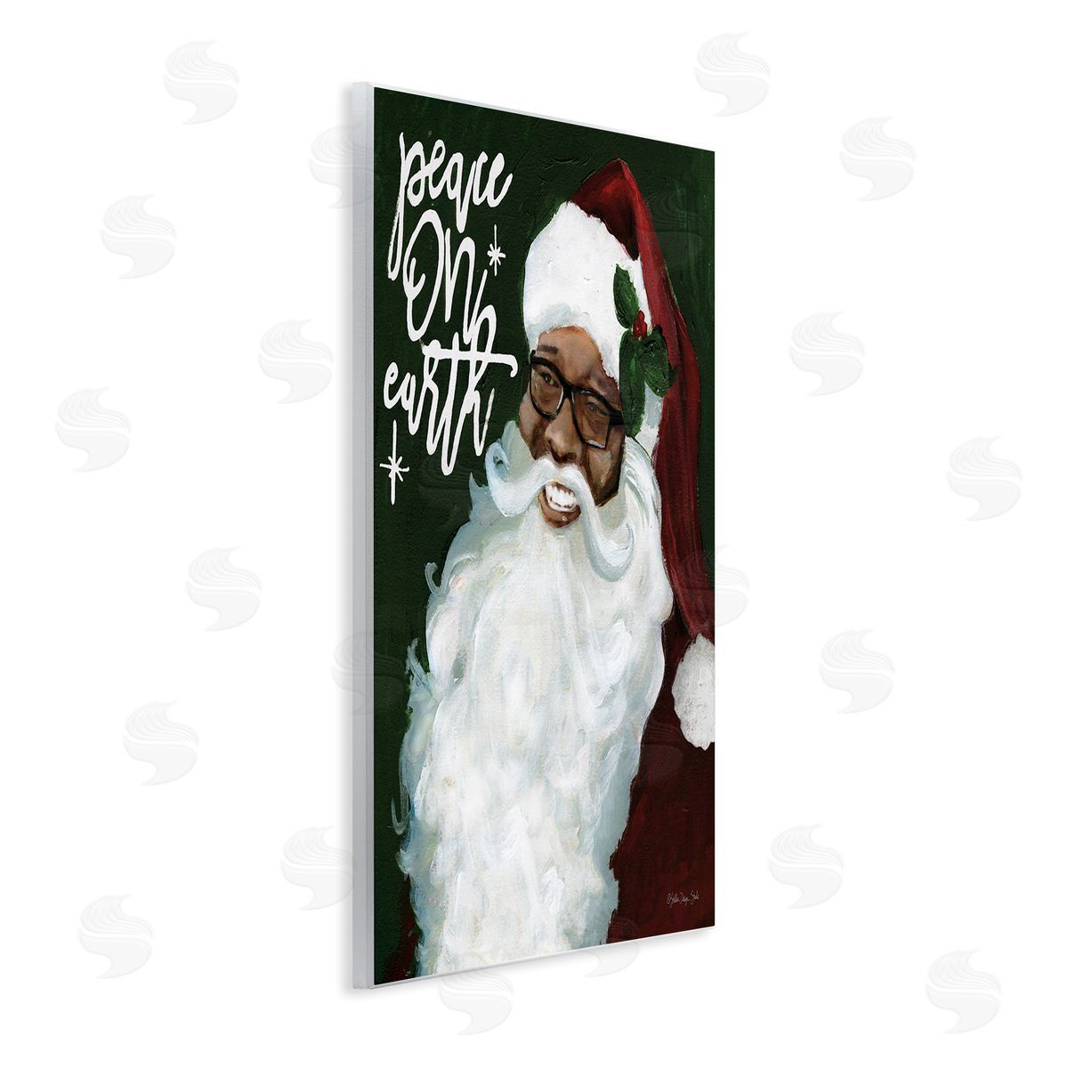 Peace On Earth Santa Wood Plaque Wall Art, Home Decor by Stellar Studio