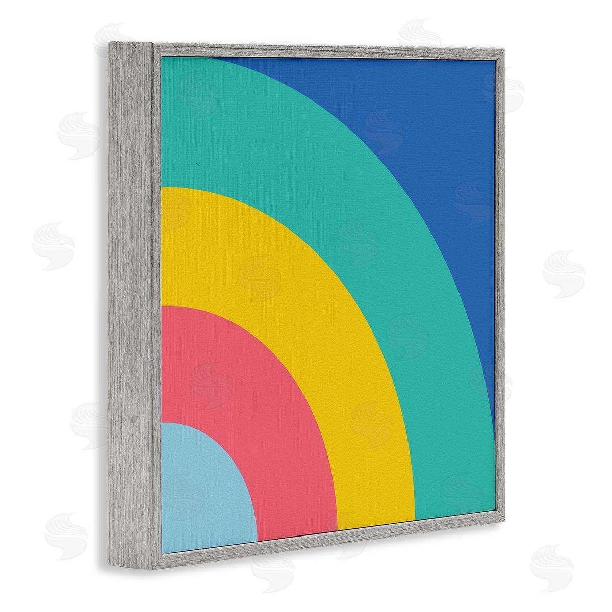 Bold Color Blocked Rainbow Grey Frame Print Wall Art, Home Decor by Seven Trees