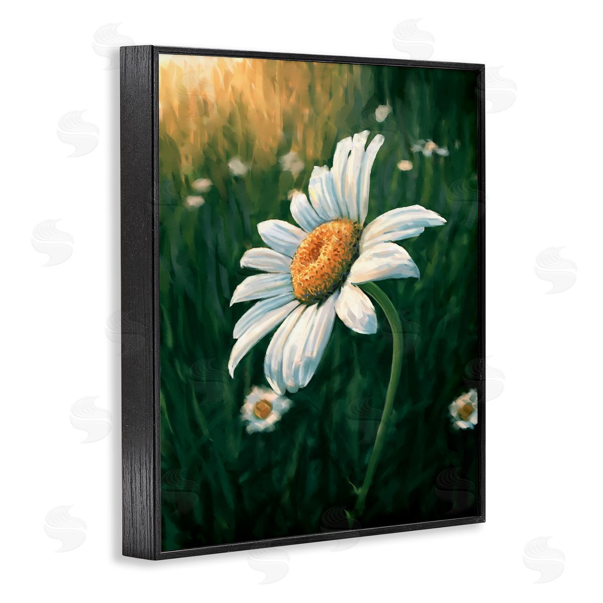 Daisy in Green Field Black Frame Print Wall Art, Home Decor by Ziwei Li