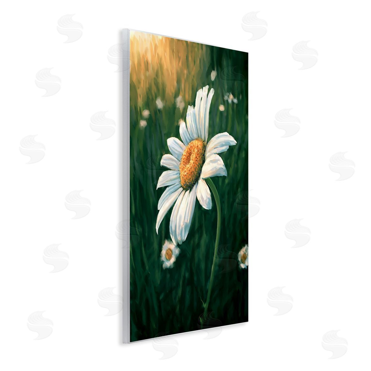Daisy in Green Field Wood Plaque Wall Art, Home Decor by Ziwei Li