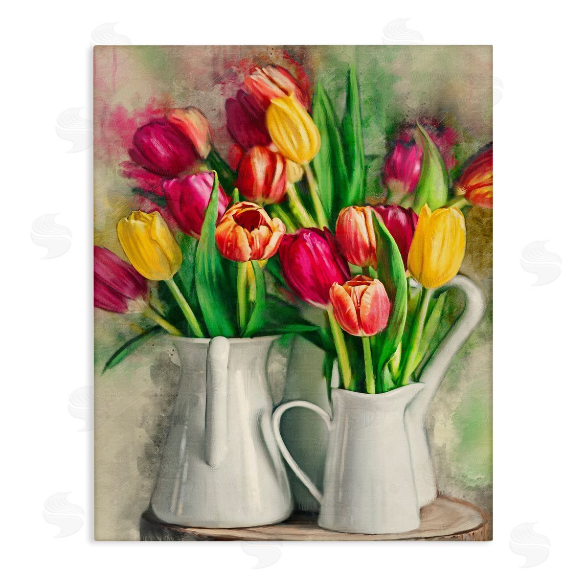 Colorful Tulips in Pitchers Canvas Wall Art, Home Decor by Ziwei Li