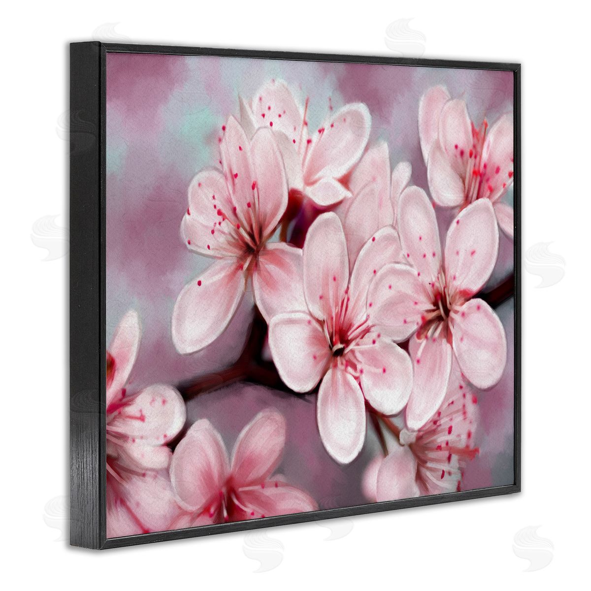 Cherry Blossom Close Up Black Frame Print Wall Art, Home Decor by Ziwei Li