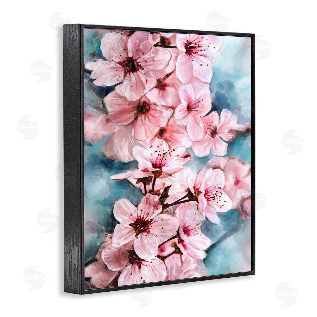 Cherry Blossom Tree Watercolor Black Frame Print Wall Art, Home Decor by Ziwei Li