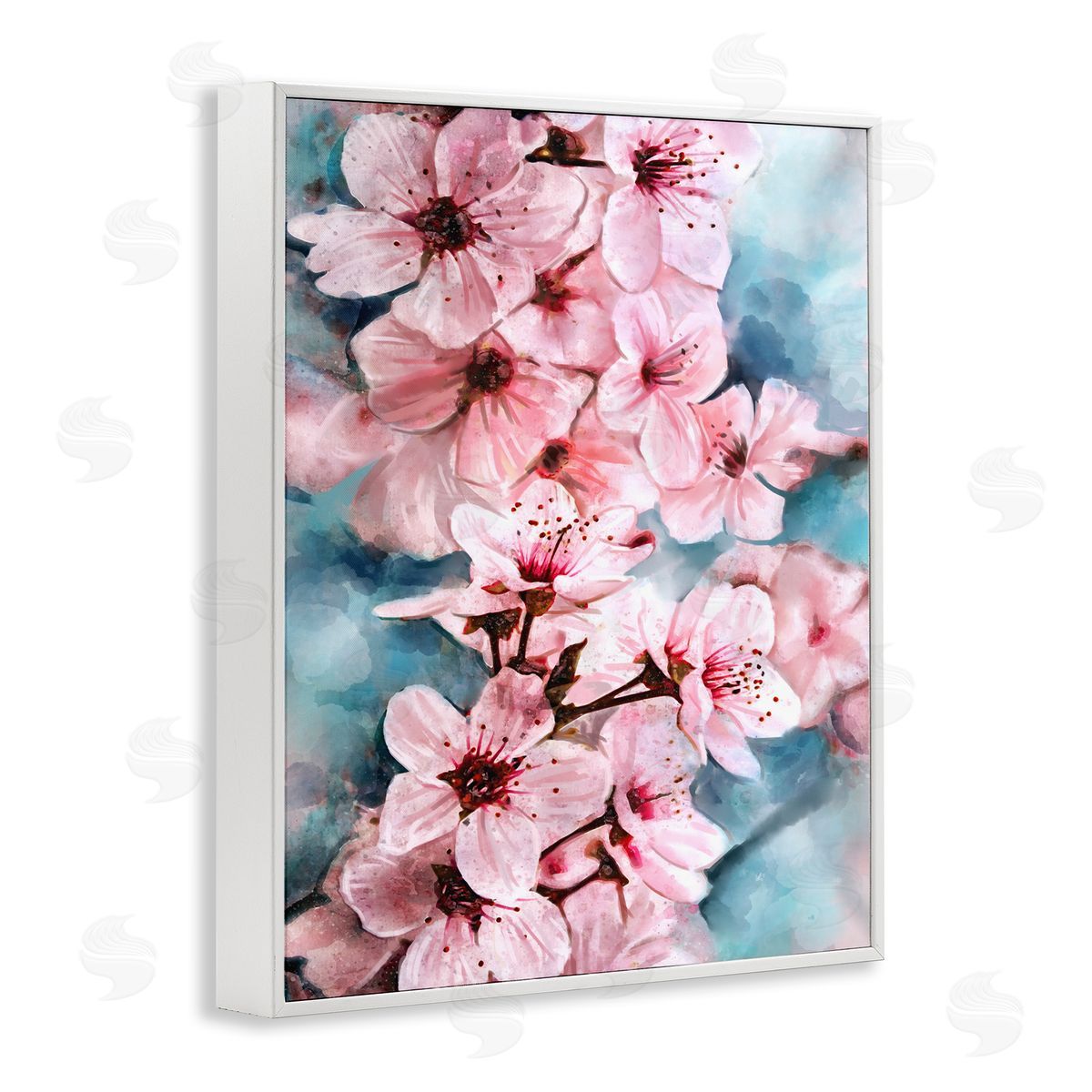 Cherry Blossom Tree Watercolor White Frame Print Wall Art, Home Decor by Ziwei Li