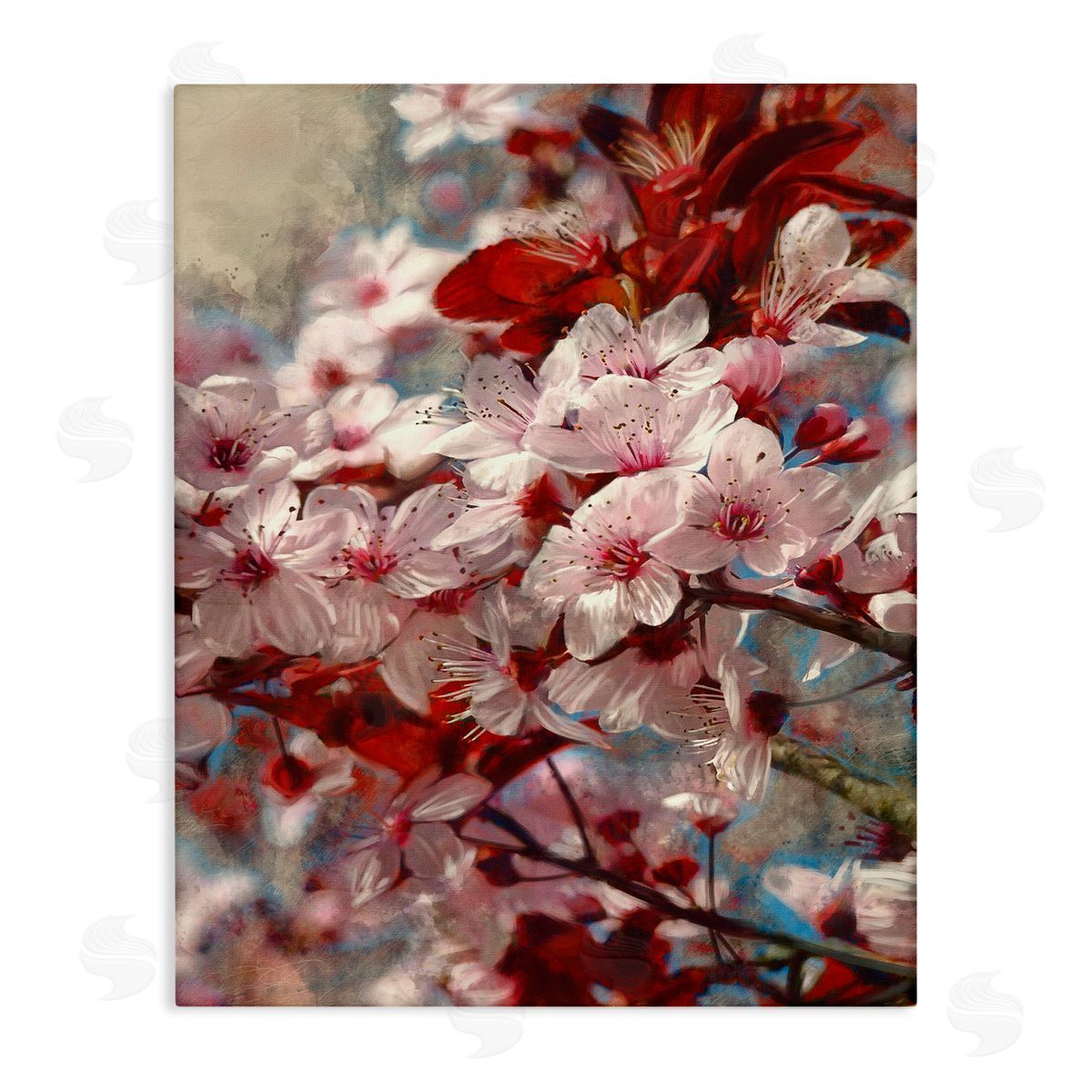 Clustered Pink Flower Blossoms Canvas Wall Art, Home Decor by Ziwei Li
