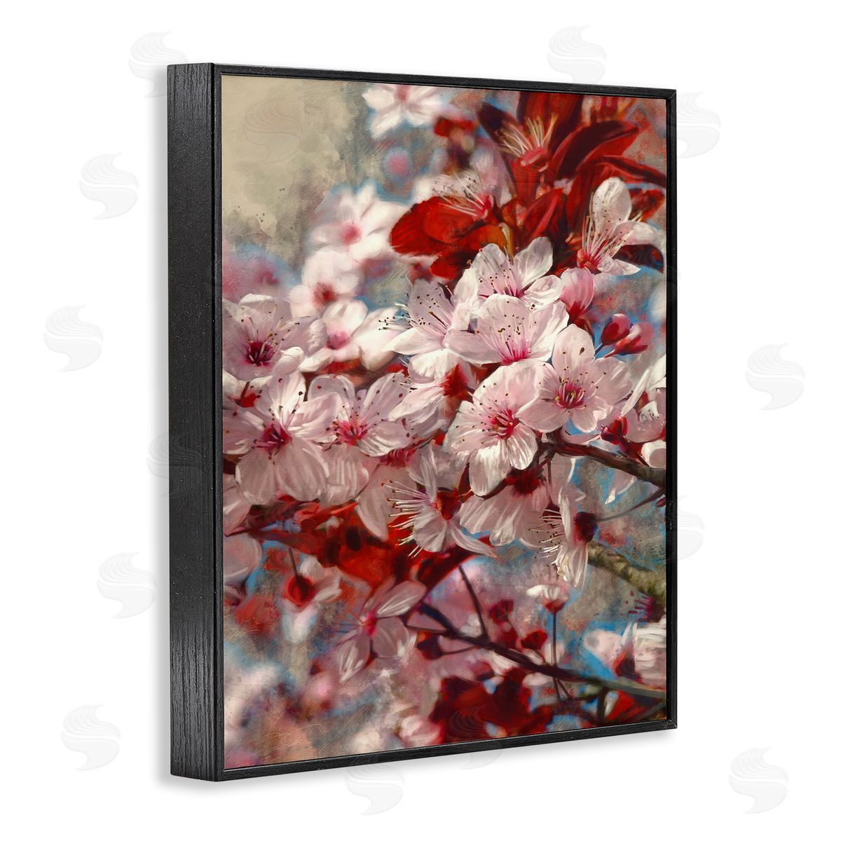Clustered Pink Flower Blossoms Black Frame Print Wall Art, Home Decor by Ziwei Li