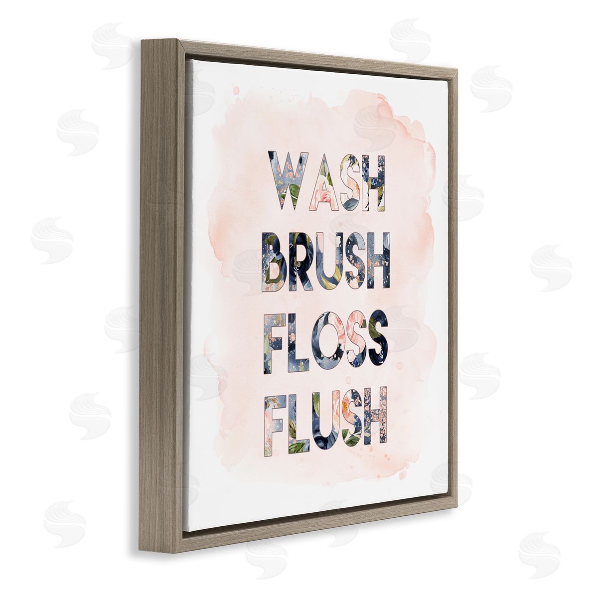 Wash Brush Floss Florals Brown Floating Frame Canvas Wall Art, Home Decor by Tara Moss