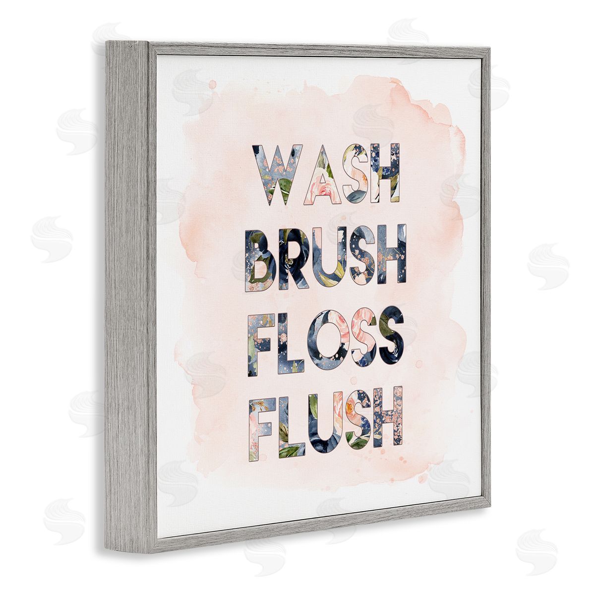 Wash Brush Floss Florals Grey Frame Print Wall Art, Home Decor by Tara Moss