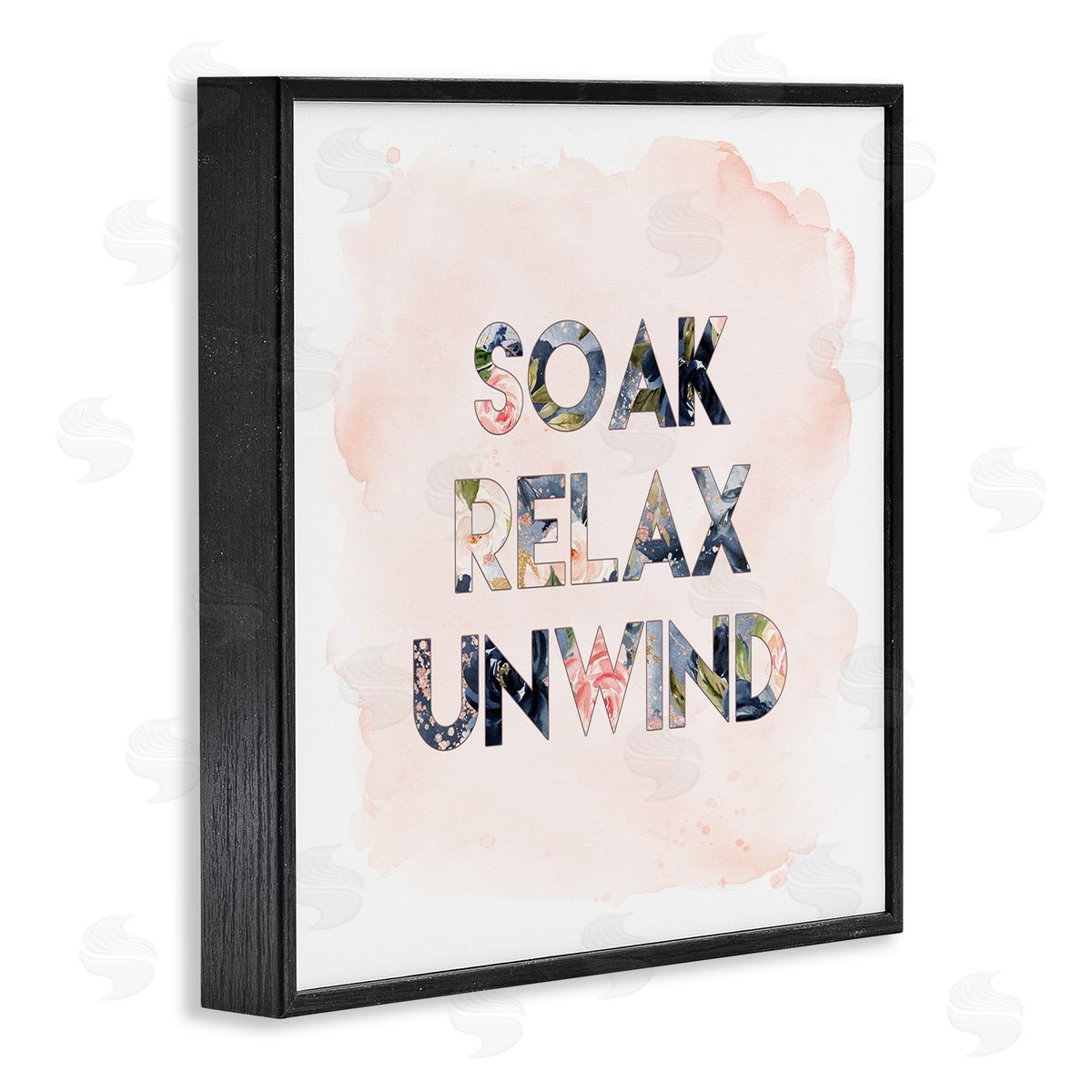 Soak Relax Unwind Florals Black Frame Print Wall Art, Home Decor by Tara Moss