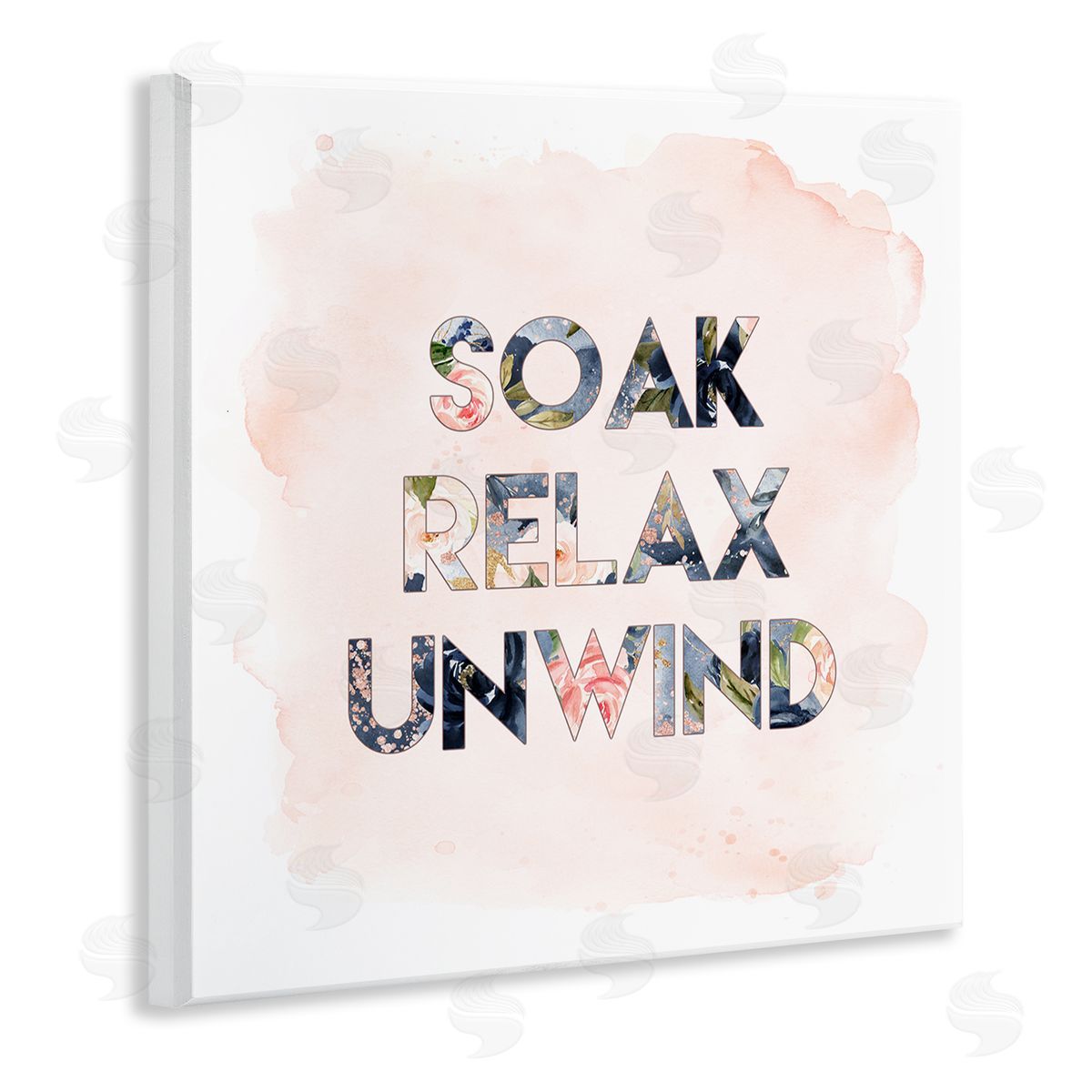 Soak Relax Unwind Florals Wood Plaque Wall Art, Home Decor by Tara Moss