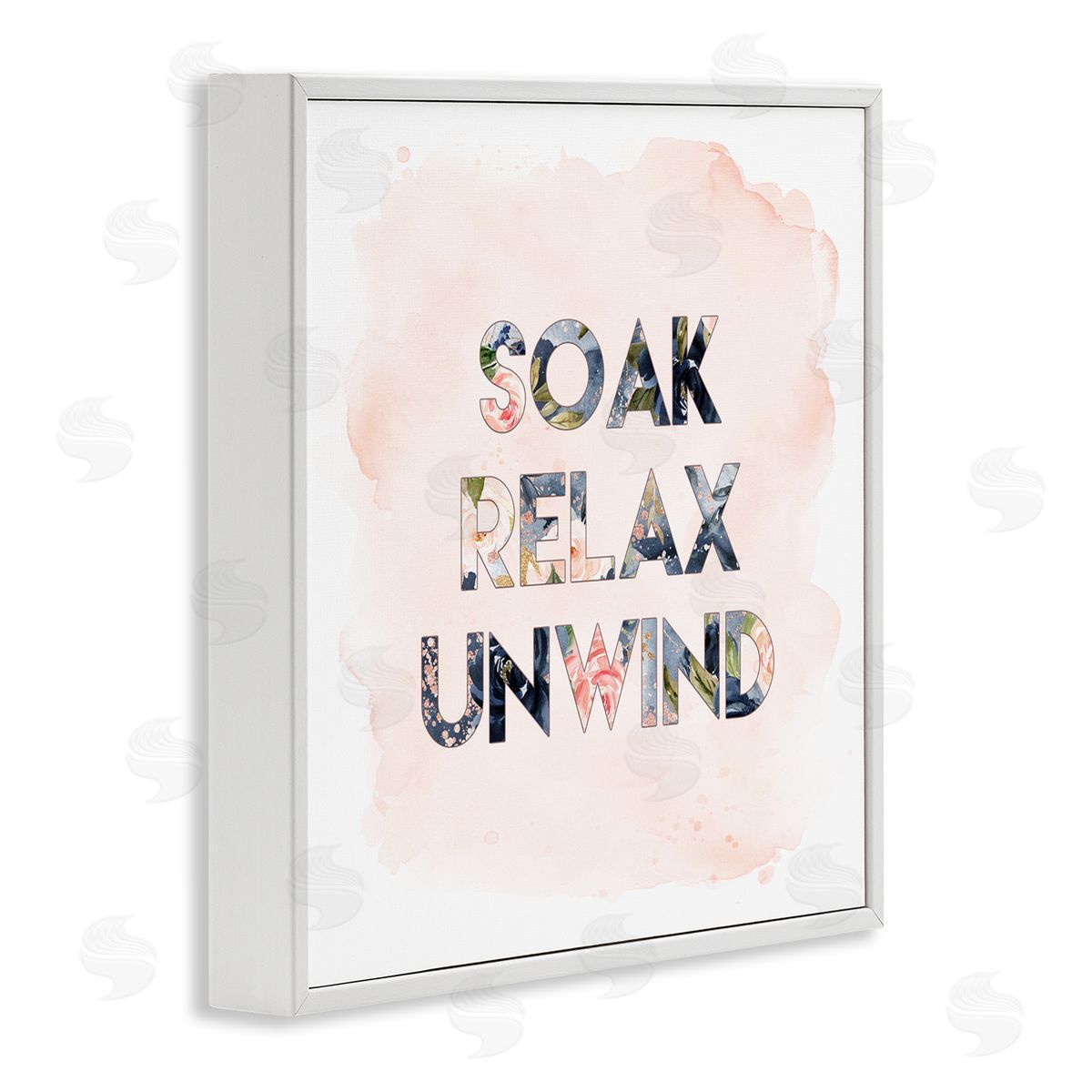 Soak Relax Unwind Florals White Frame Print Wall Art, Home Decor by Tara Moss