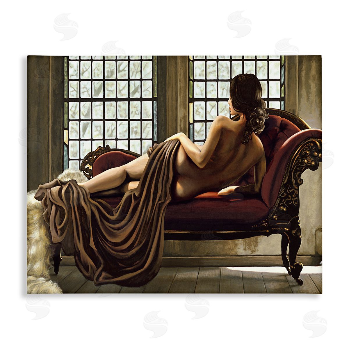 Golden Woman Nude Portrait Canvas Wall Art, Home Decor by Thomas Page