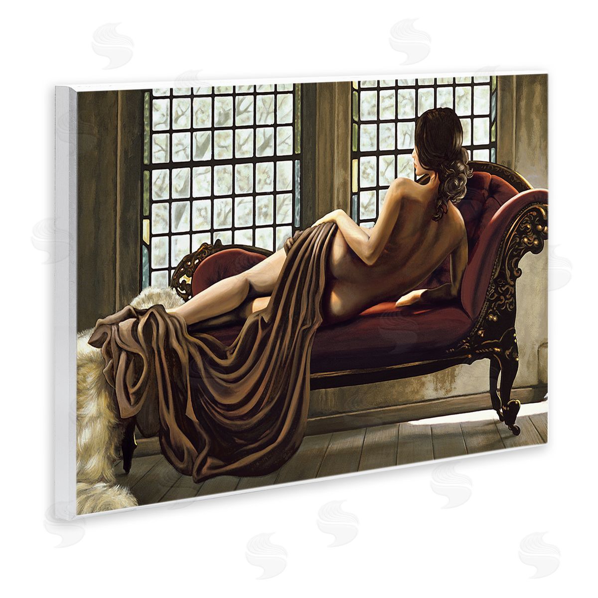 Golden Woman Nude Portrait Wood Plaque Wall Art, Home Decor by Thomas Page