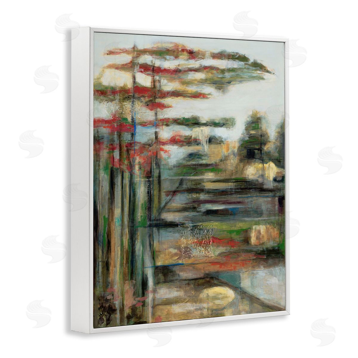 Daydream Abstract Forest Painting White Frame Print Wall Art, Home Decor by Stacey Pollard