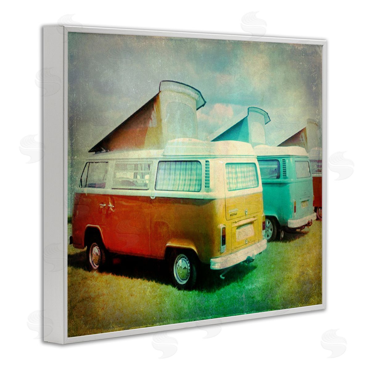 Beach Vans Retro Photography White Frame Print Wall Art, Home Decor by Ashley Calhoun