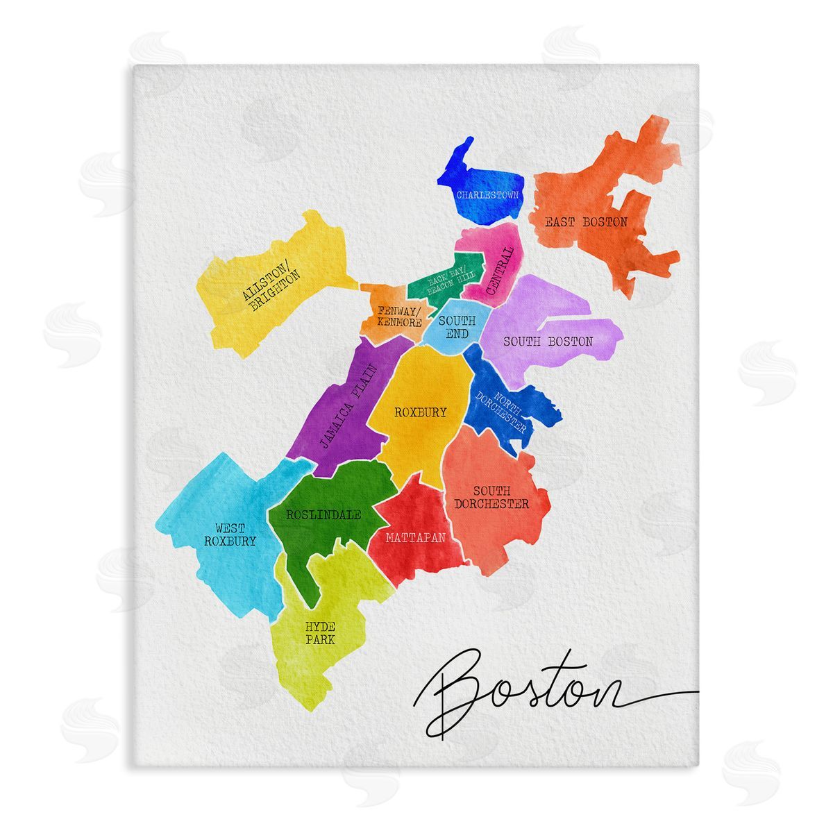 Colorful Boston MA Map Canvas Wall Art, Home Decor by Stupell Studio