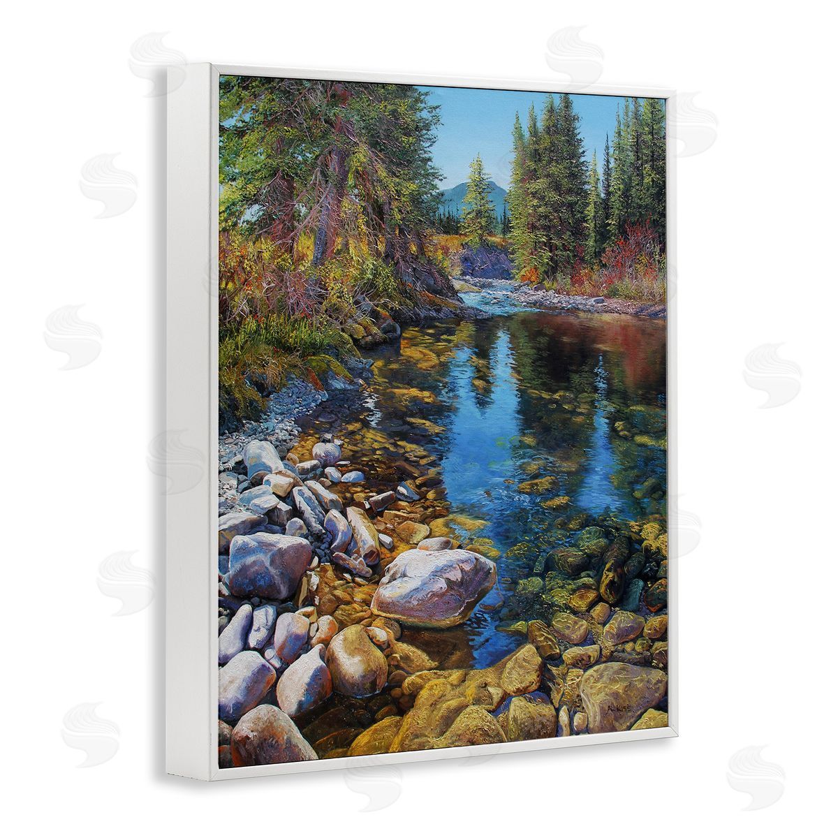 Stoney Creek Forest Landscape White Frame Print Wall Art, Home Decor by Andrew Kiss