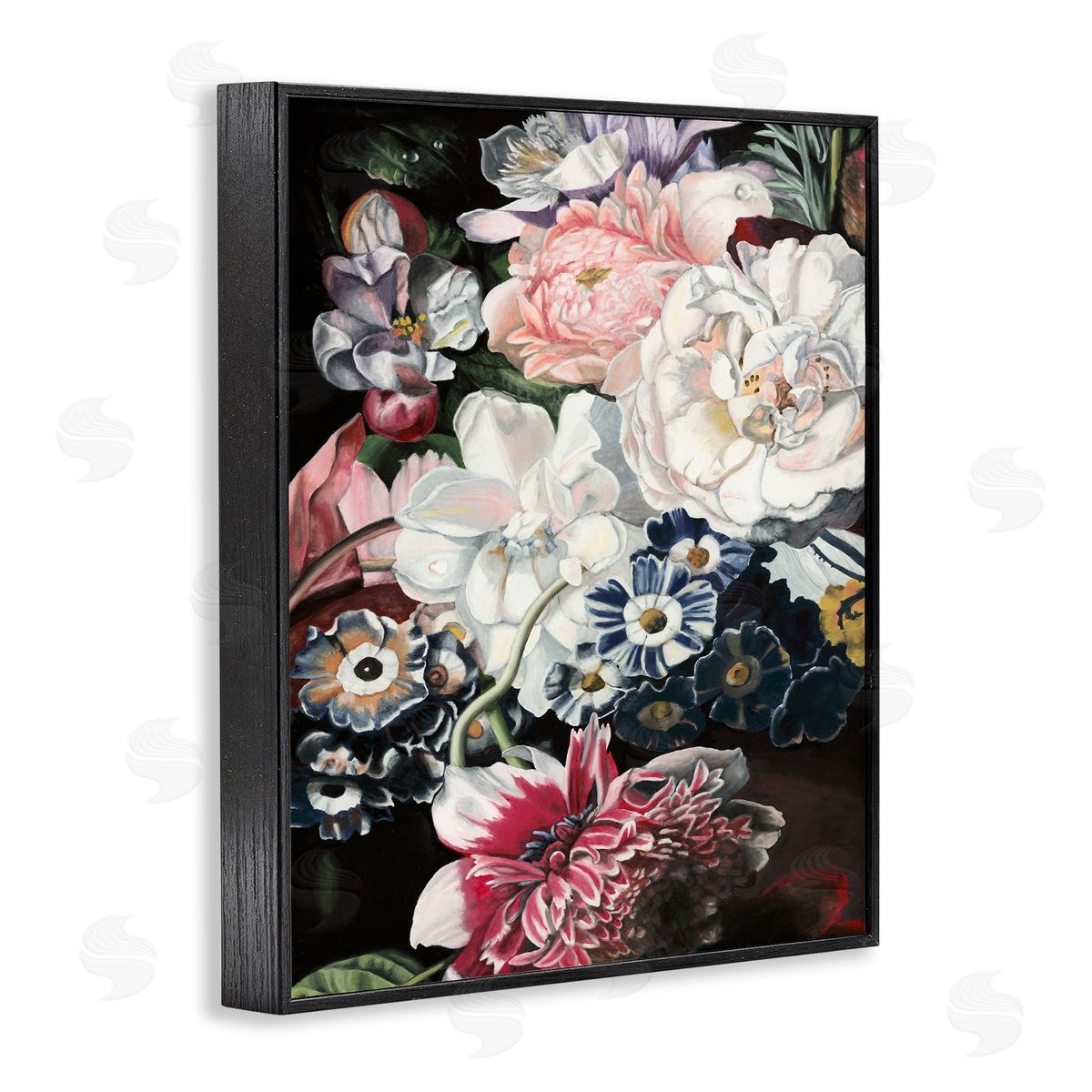 Vintage Blooming Florals Black Frame Print Wall Art, Home Decor by Naomi McCavitt