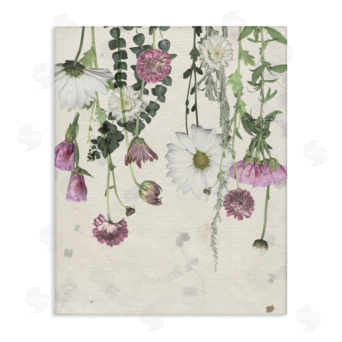 White Purple Wildflowers Drying Canvas Wall Art, Home Decor by Grace Popp