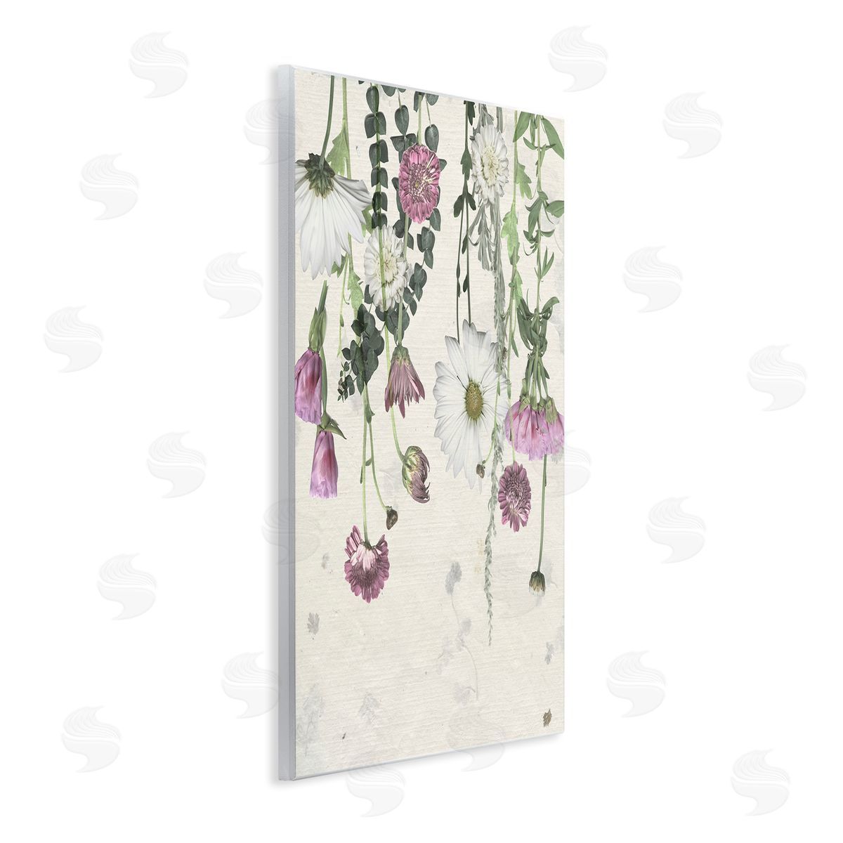 White Purple Wildflowers Drying Wood Plaque Wall Art, Home Decor by Grace Popp