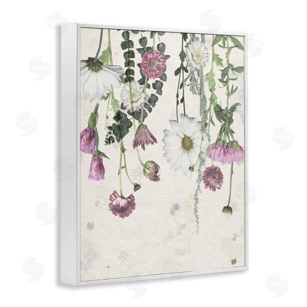 White Purple Wildflowers Drying White Frame Print Wall Art, Home Decor by Grace Popp