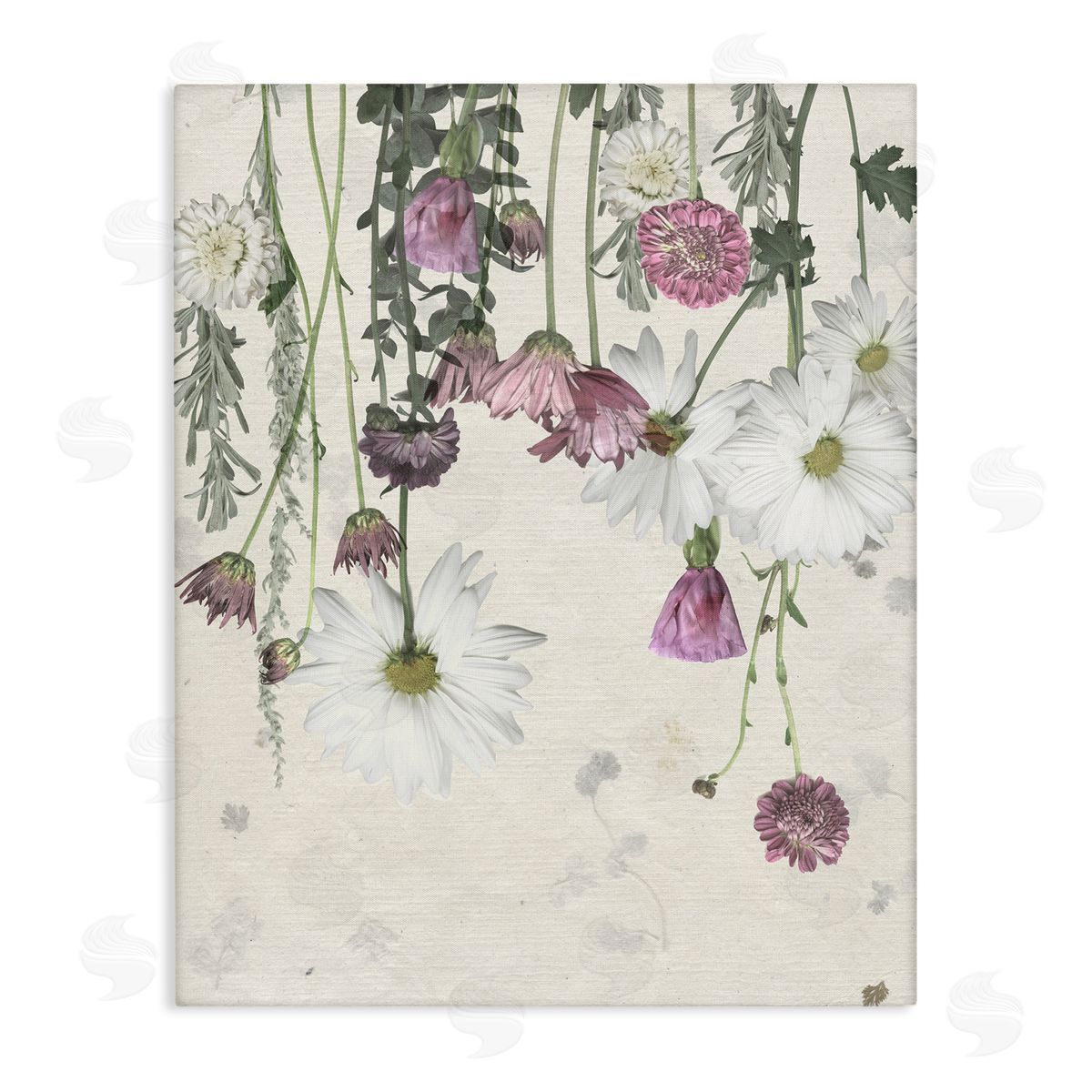 Purple White Wildflowers Drying Canvas Wall Art, Home Decor by Grace Popp