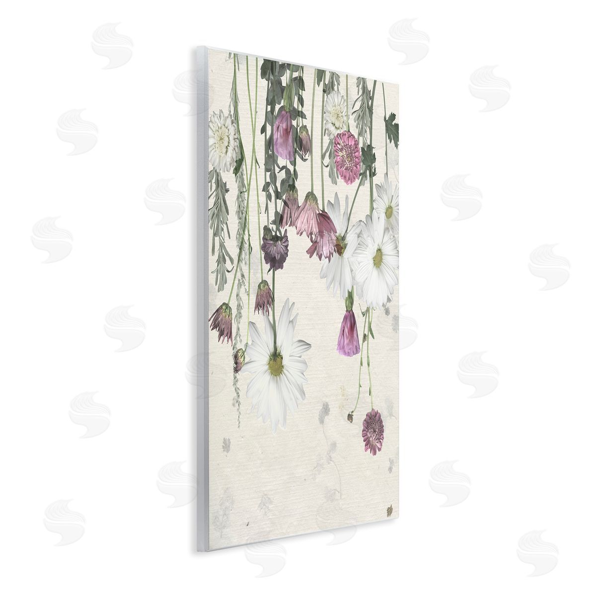 Purple White Wildflowers Drying Wood Plaque Wall Art, Home Decor by Grace Popp