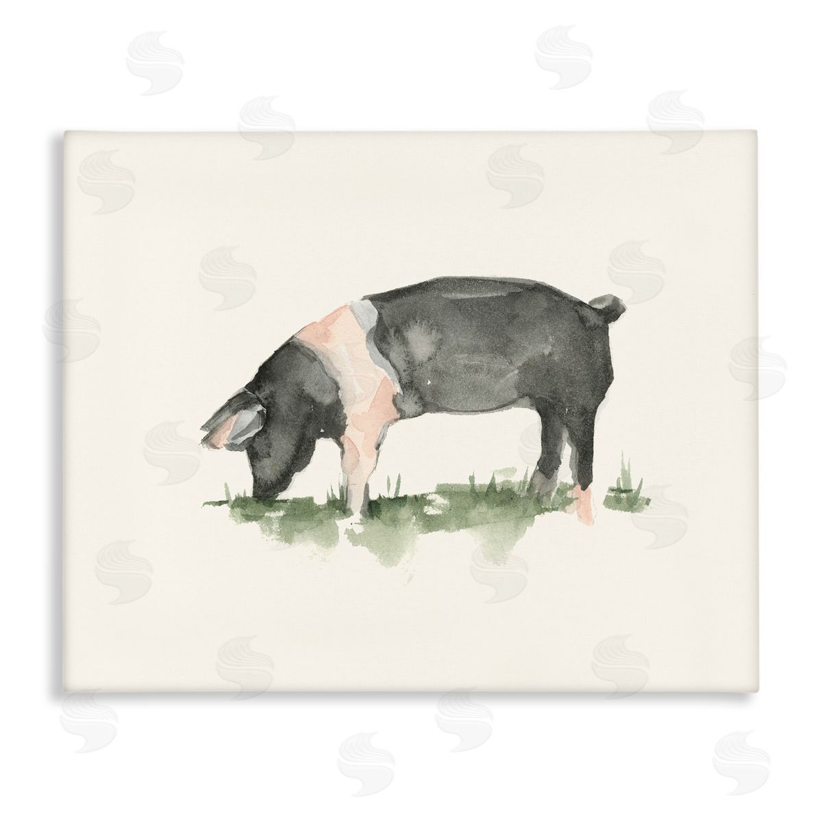 Grazing Farm Animal Hog Canvas Wall Art, Home Decor by Ethan Harper