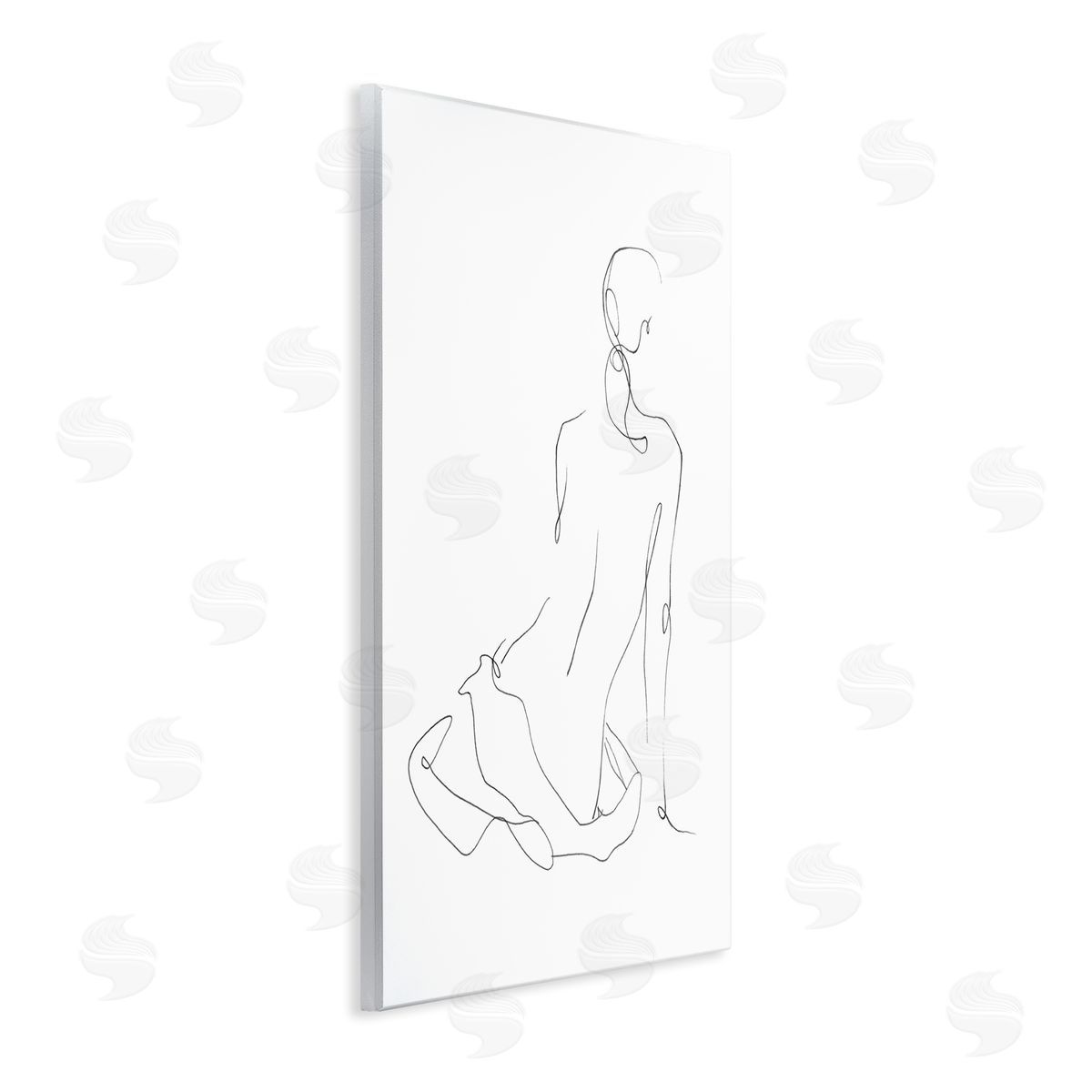 Gestural Contour Left Wood Plaque Wall Art, Home Decor by Ethan Harper