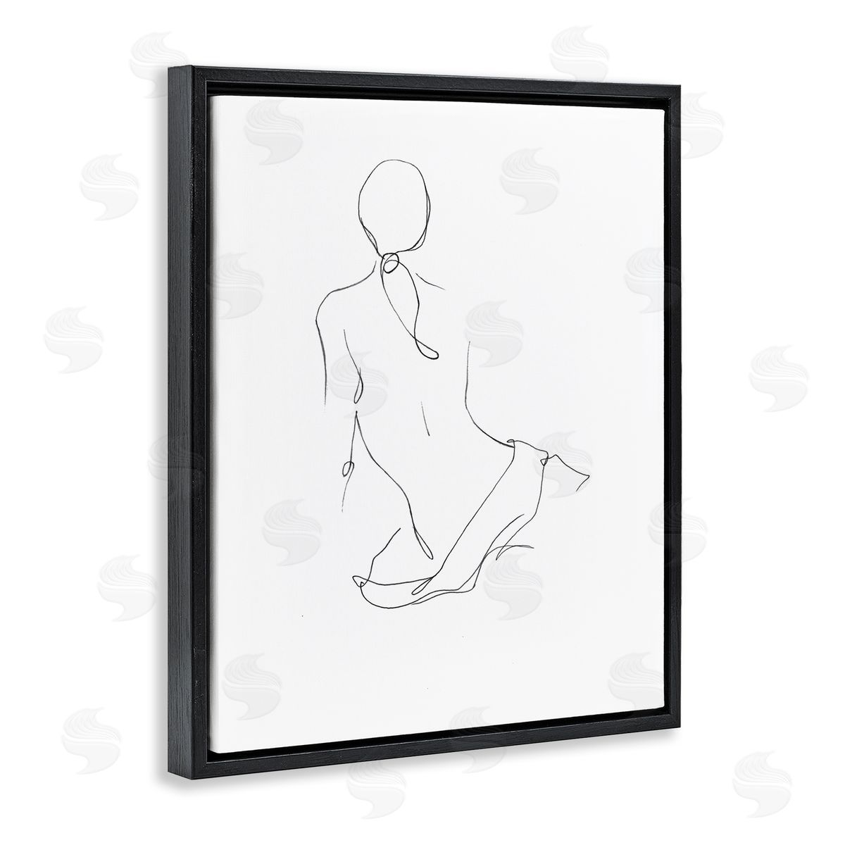 Gestural Contour Right Black Floating Frame Canvas Wall Art, Home Decor by Ethan Harper