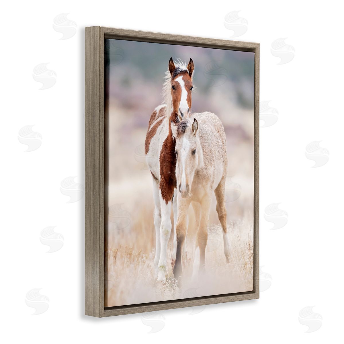 Horse Collection in Meadow Brown Floating Frame Canvas Wall Art, Home Decor by PHBurchett