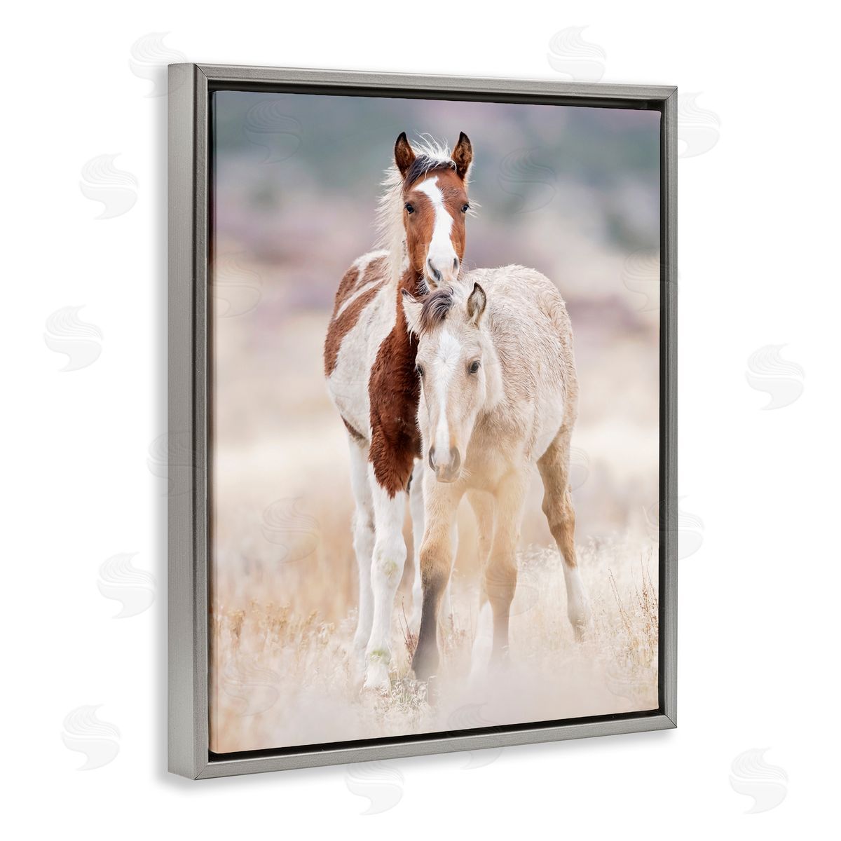 Horse Collection in Meadow Grey Floating Frame Canvas Wall Art, Home Decor by PHBurchett